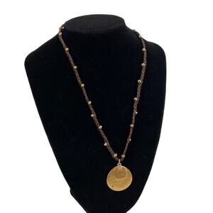 LRL goldtone medallion braided cord 17 inch necklace